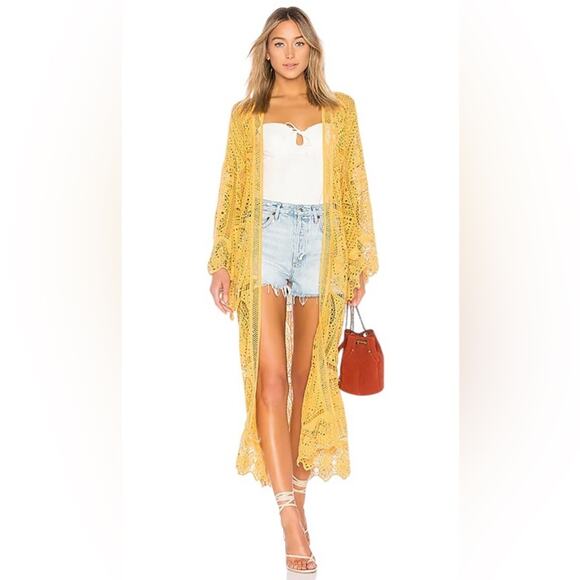 Jen's Pirate Booty Botticelli Mantra Boho Kimono in Oro/Gold Lace One Size - Picture 1 of 11